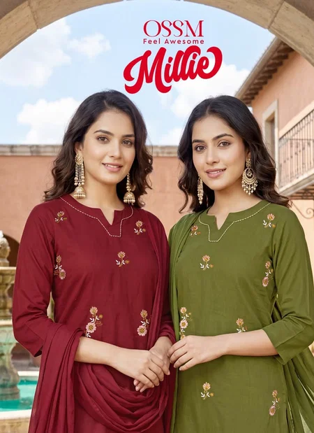 Millie By Ossm Cotton Kurti With Bottom Dupatta Collection